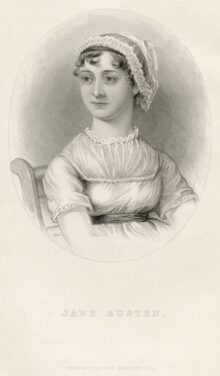 A pencil drawn portrait of author Jane Austen